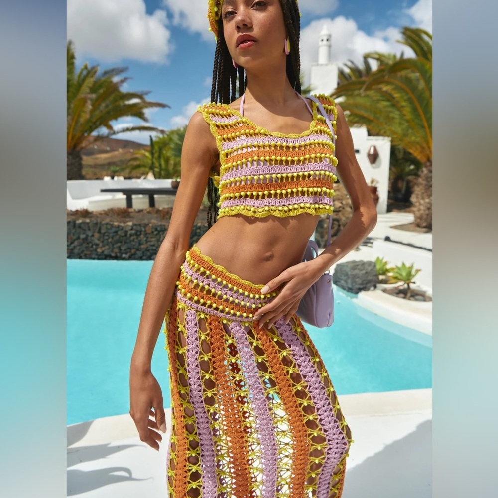 CeliaB Argento Crochet Skirt and Crop Top Set - Picture 6 of 10
